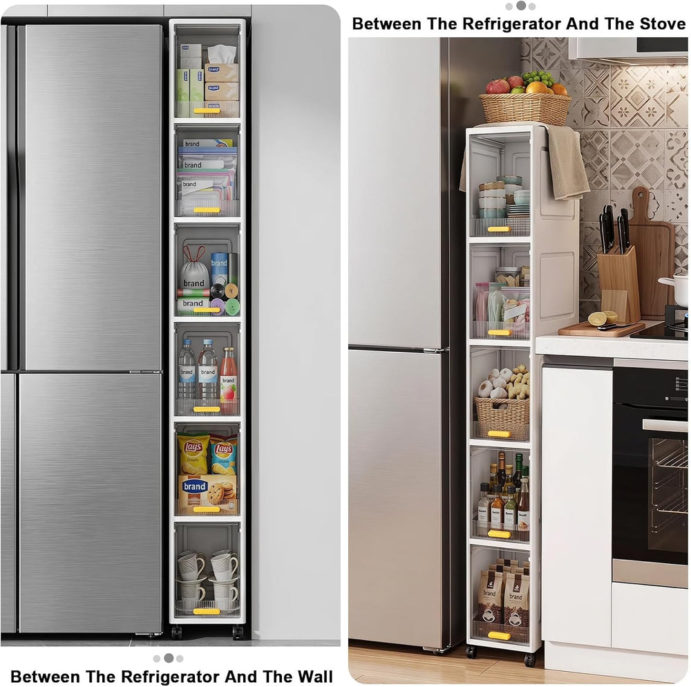 6-Tier Tall Narrow Storage Cabinet, Slim Bathroom Storage Cabinet with door