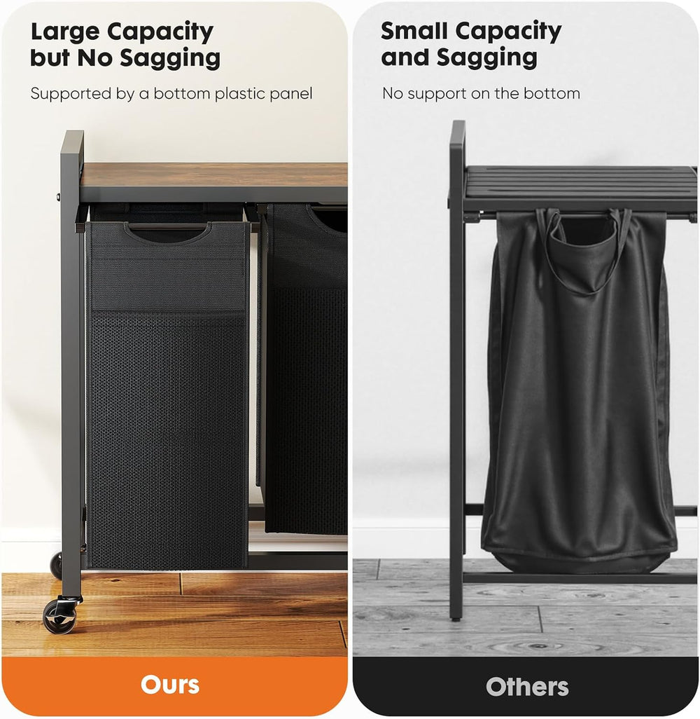 NEWBULIG Rolling Laundry Hamper with Removable Pull-Out Bag, Freestanding Clo...