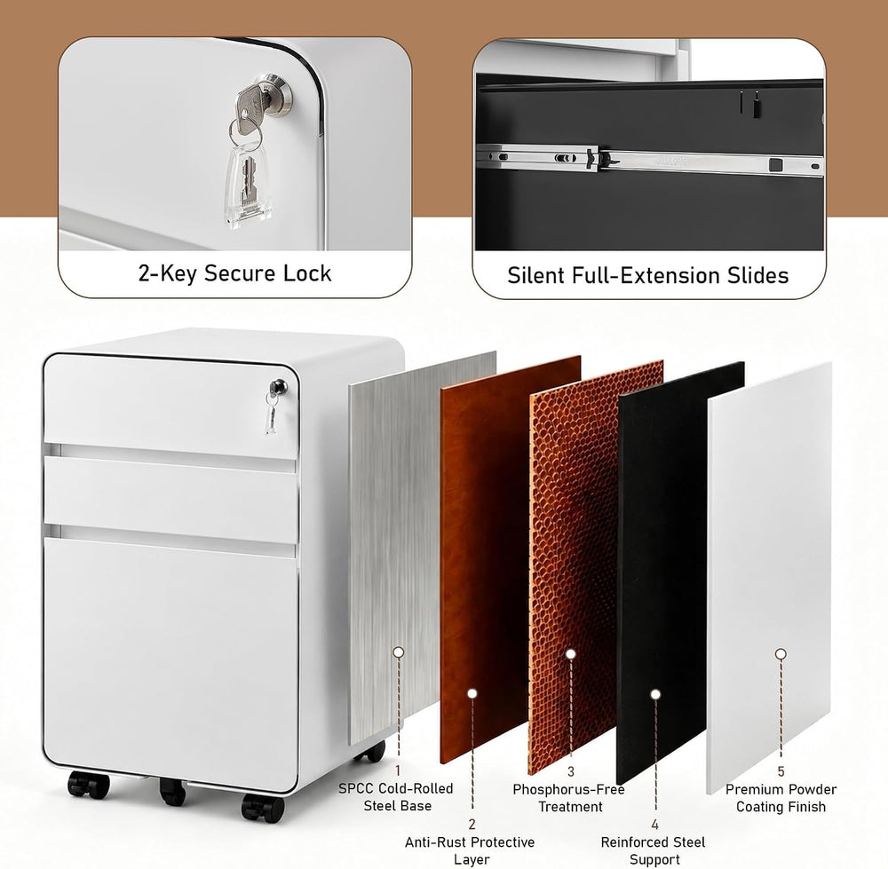 3 Drawer Mobile File Cabinets for Home Office