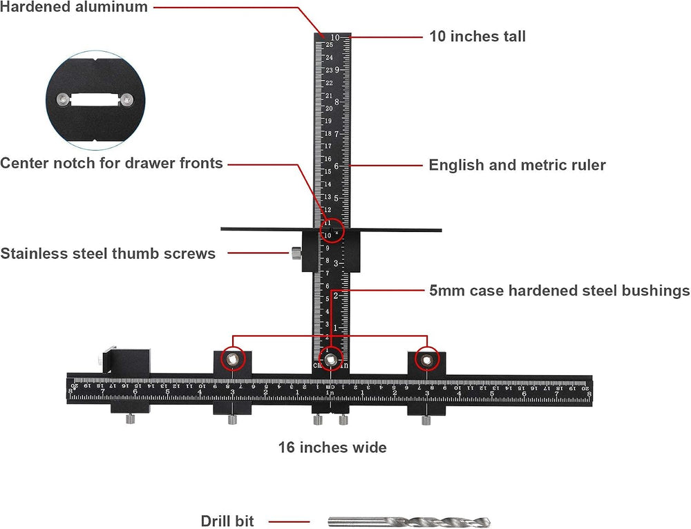 Cabinet Hardware Jig for Handles, Adjustable Template with Convenient and Pre...