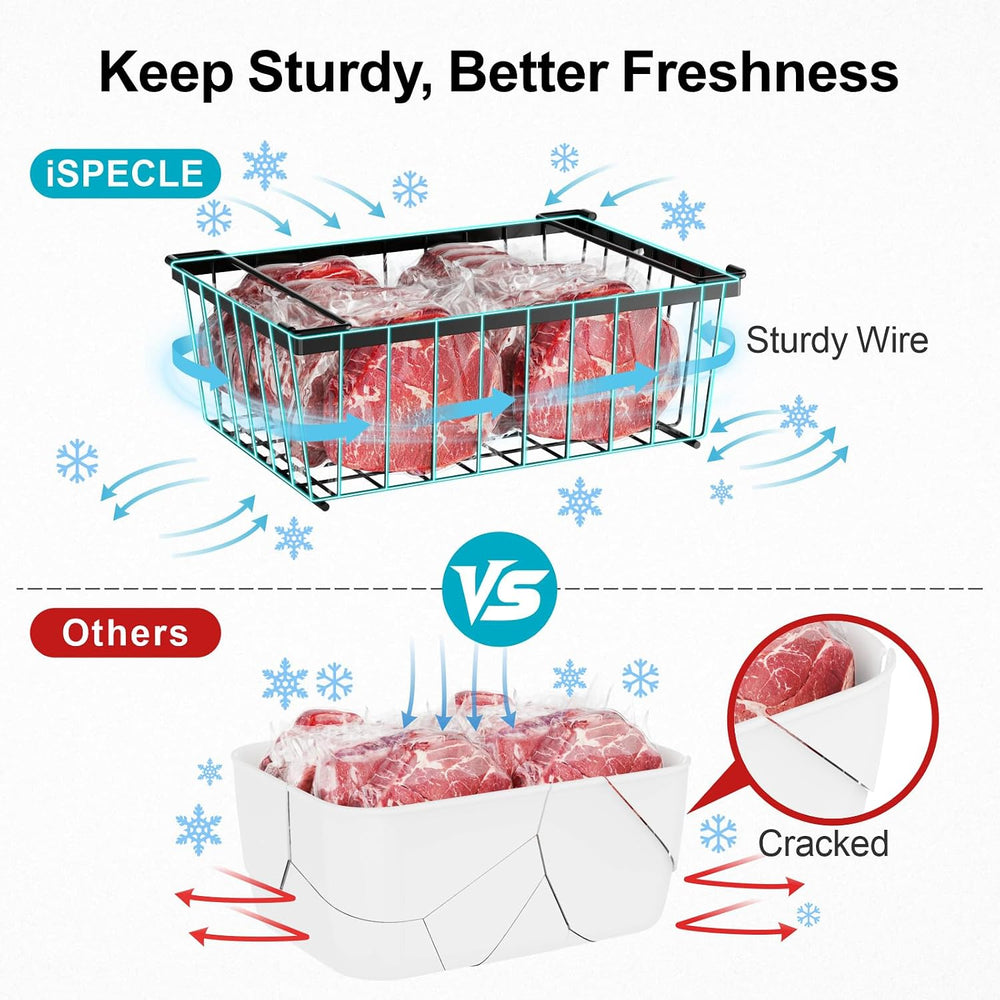 Deep Freezer Organizer Bins - Storage Baskets for 5 Cu.Ft, 8 Pack