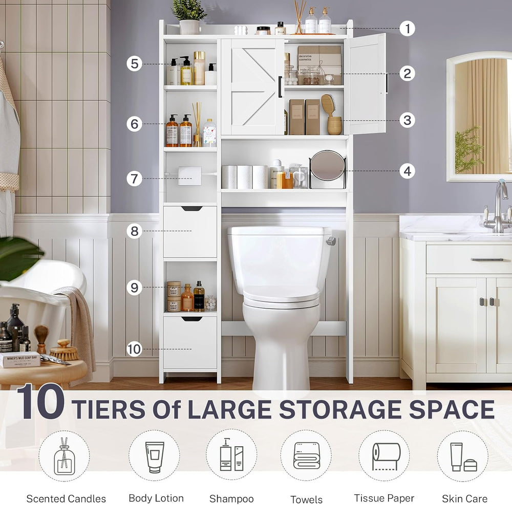 Over the Toilet Storage Cabinet with 2 Removable Drawers, Above Toilet Storag...