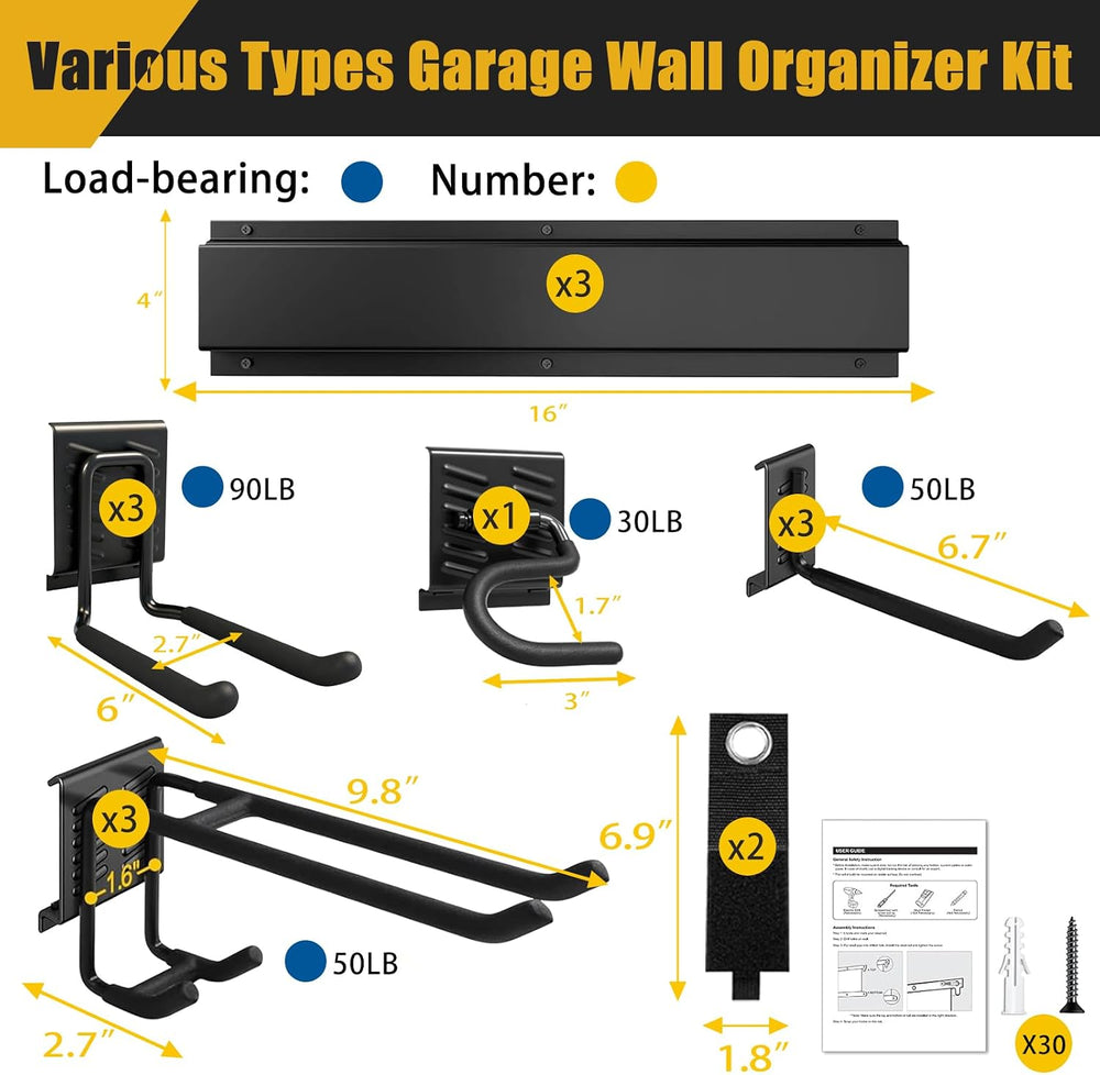 KOFANI 48IN 700LB Heavy Duty Garage Tool Organizer Wall Mount Storage Rack