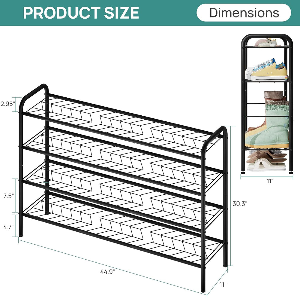 viewcare Long Shoe Rack for Closet, 4-Tier Extra Long Shoe Rack for Entryway ...