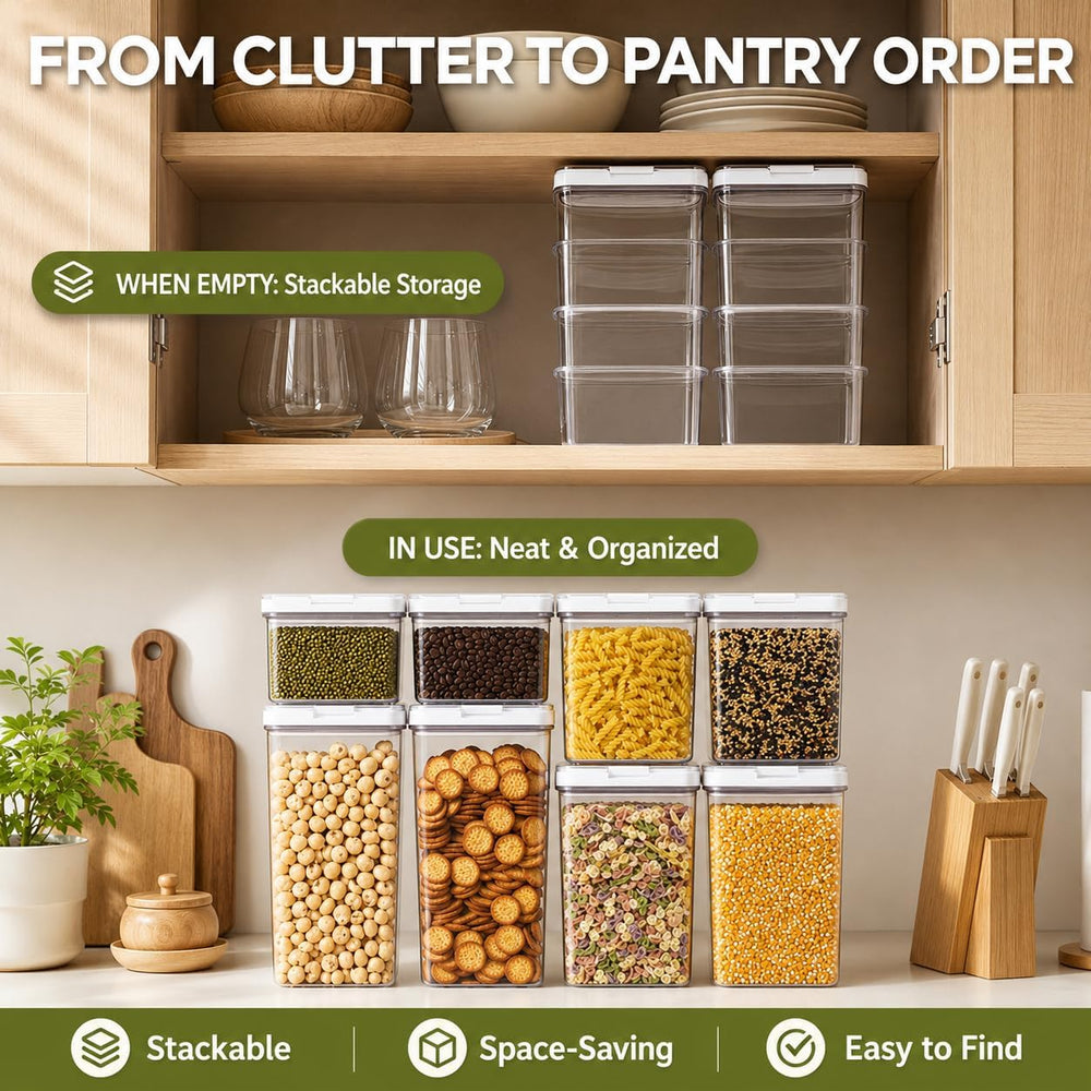 16-Piece Airtight Food Storage Containers, 8 Containers and 8 Lids