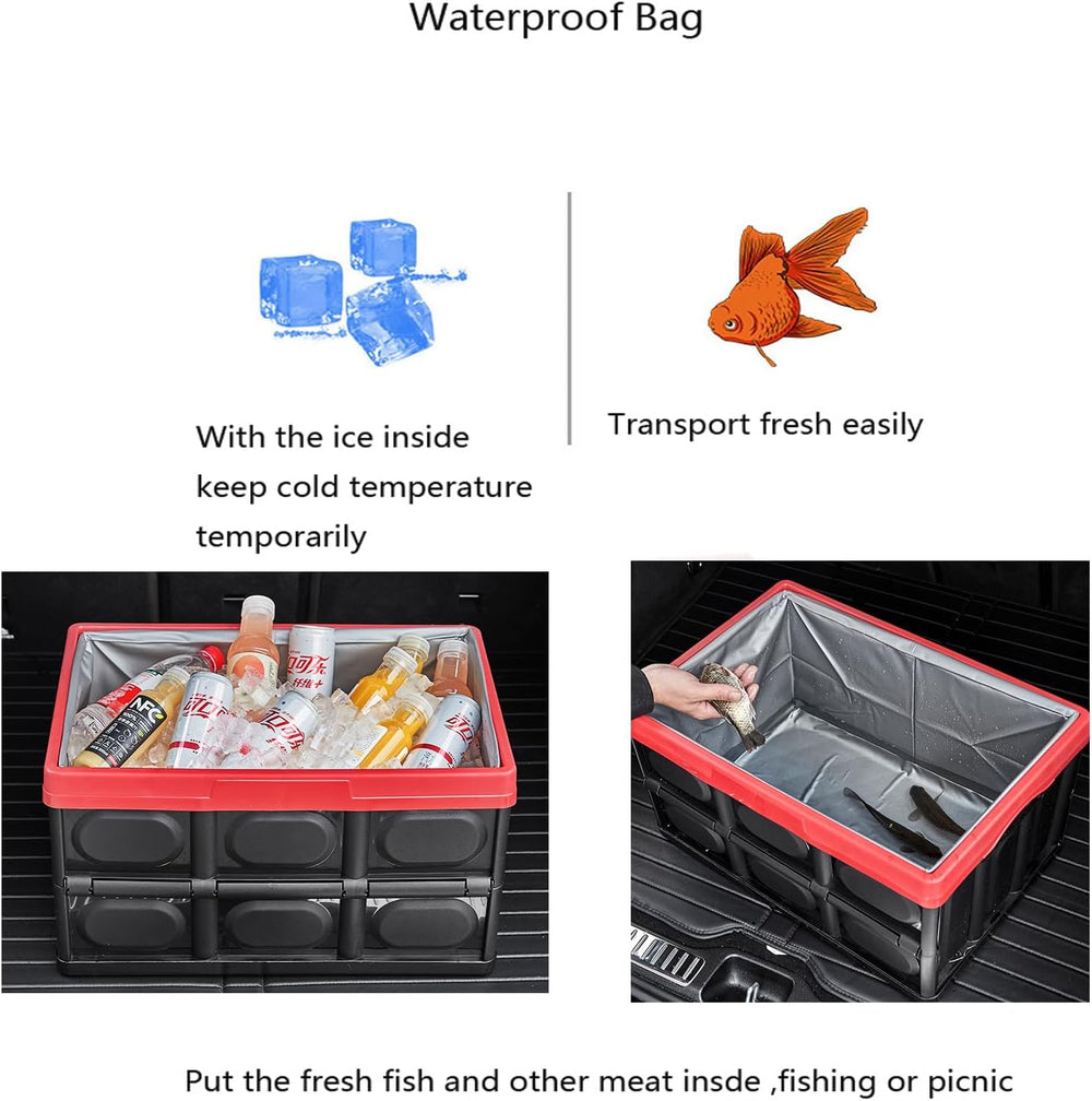 Collapsible Storage Crate, 55L(14.5Gal) Car Trunk Organizer Foldable Bin with...
