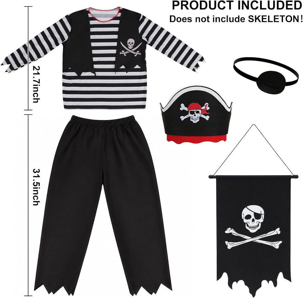 Halloween Skeleton Pirate Outfits Costume for 5-6 FT Skeletons Decoration