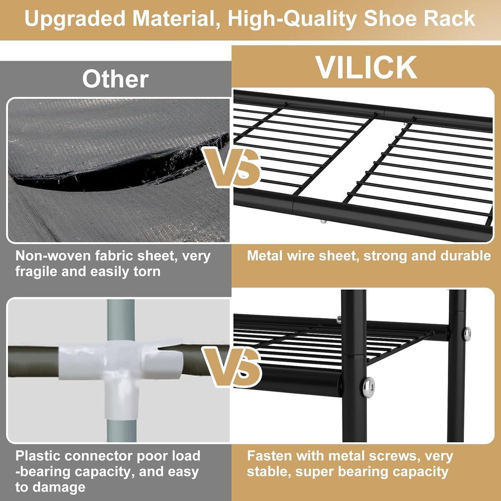 VILICK 4-Tier Shoe Rack 33" Wide Metal Shoe Organizer Long Shoe Storage ...