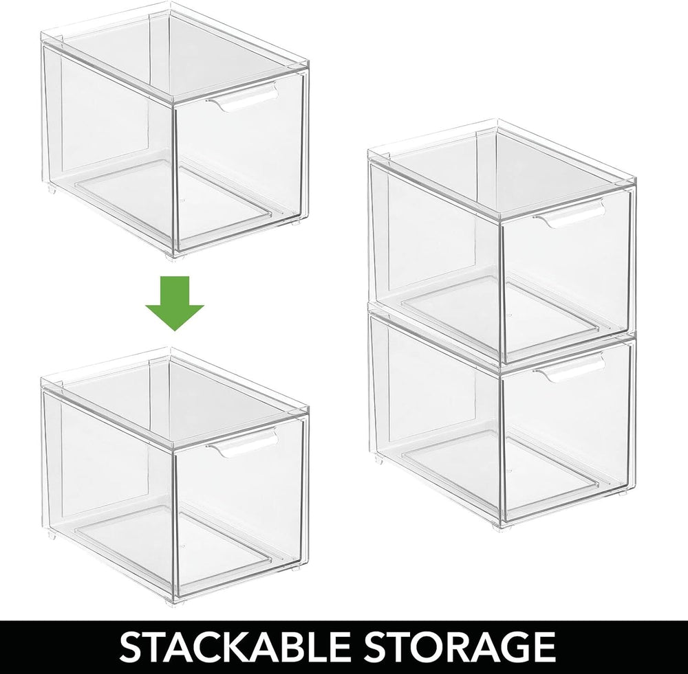 mDesign Shoe Storage Box with Drawer – Sturdy Plastic Storage Box for Shoes –...