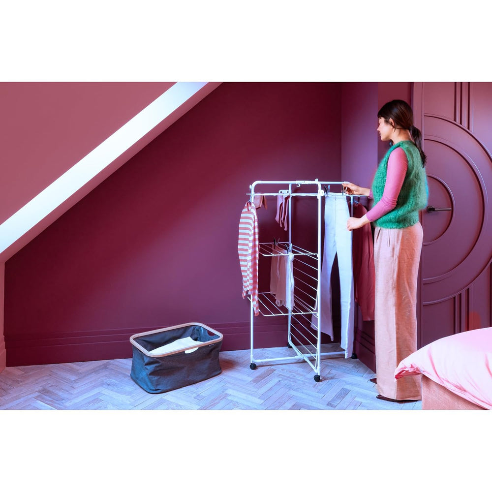 Brabantia HangOn Tower Clothes Drying Rack with Wheels | 76ft (23m) | White |...