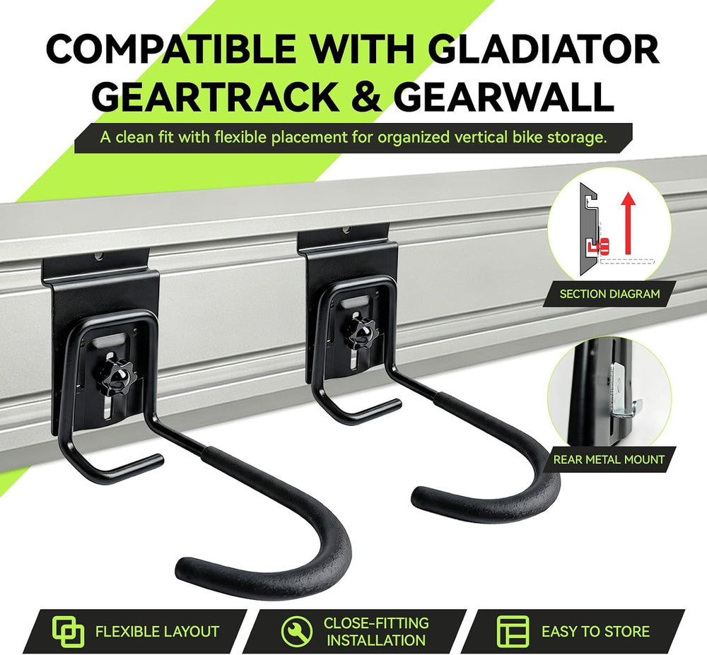 Locking Bike Storage Hooks Compatible with Gladiator GearTrack & GearWall...
