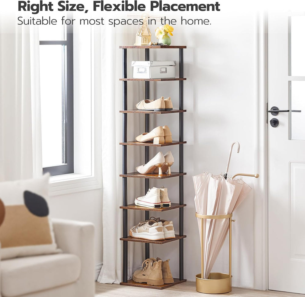 HOOBRO Vertical Shoe Rack, 8-Tier Narrow Shoe Shelf, Shoe Storage Organizer f...