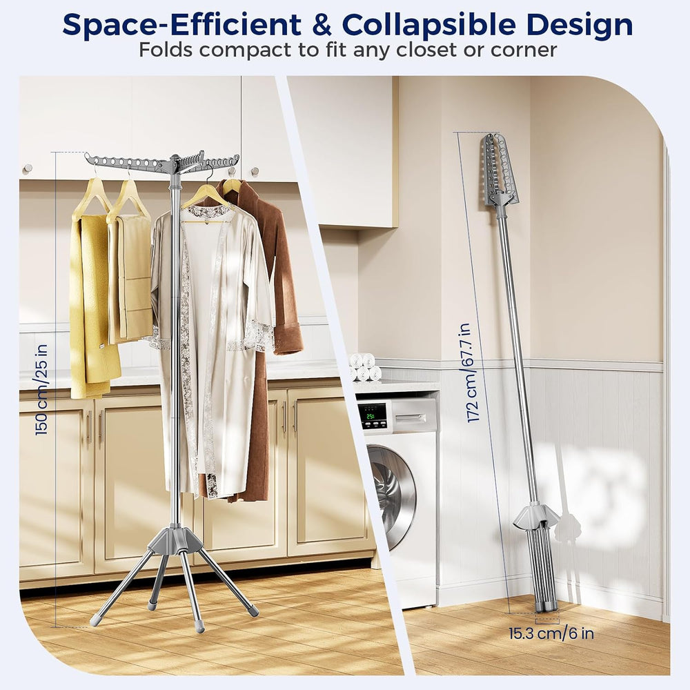Clothes Drying Rack, 59" H Laundry Drying Rack, 3 Rotatable Arms