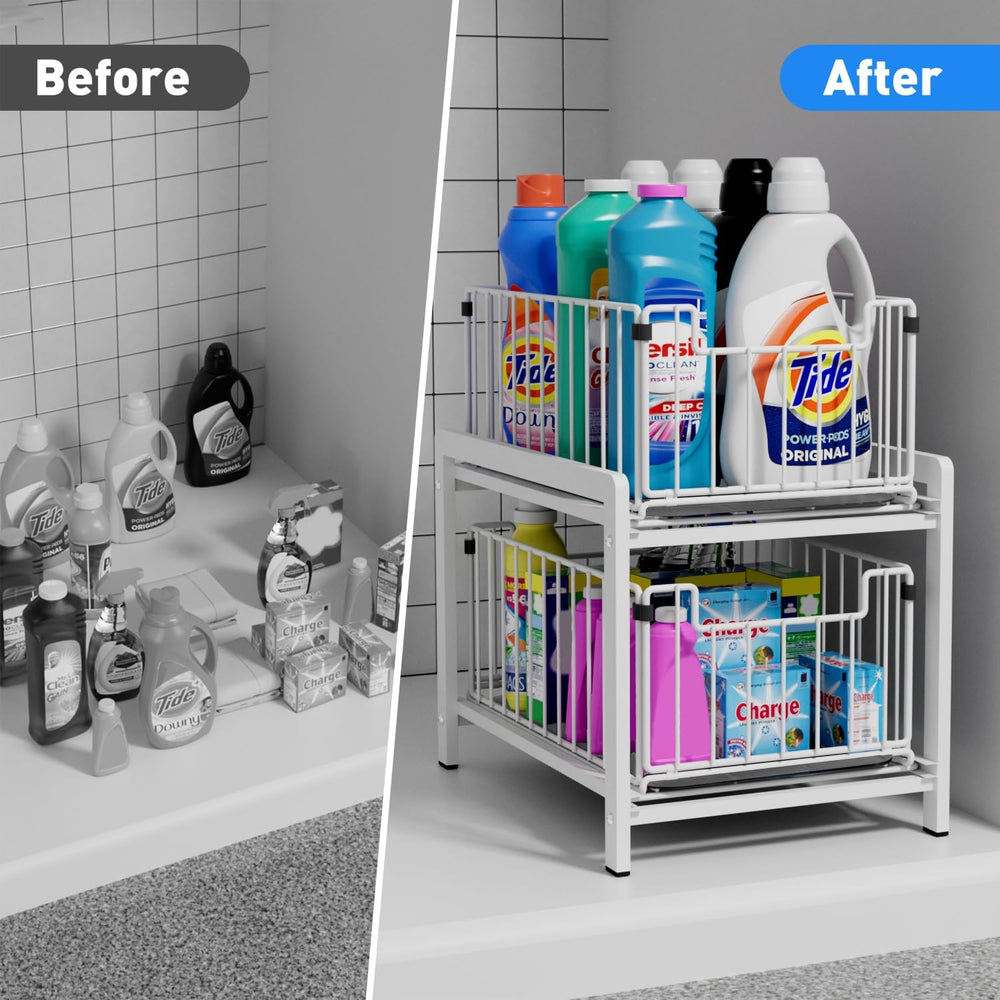 2-Tier Pull Out Cabinet Organizer, Slide Out Under Sink Organizer