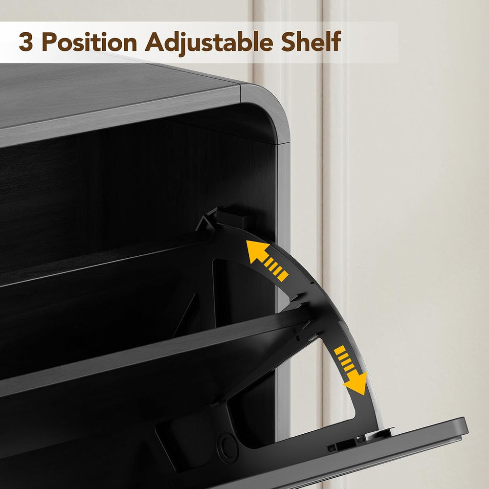 Decofy Shoe Cabinet with 2 Flip Drawers, Expanded Panel for Long Footwear, Fr...