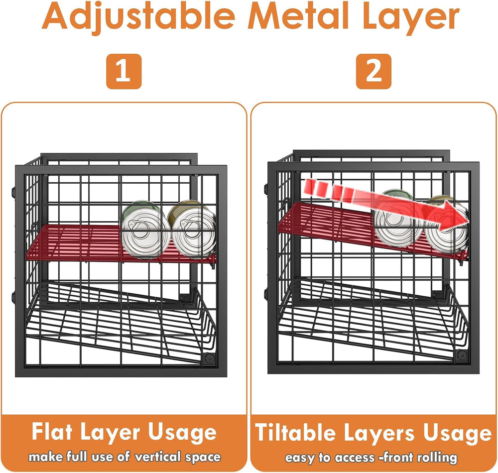 X-cosrack 2-Tier Stackable Can Organizer for Pantry, 3 Packs Adjustable Pantr...