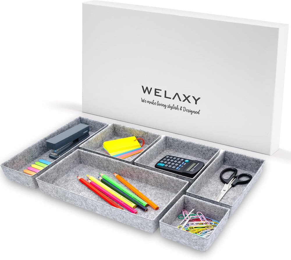 Welaxy Deluxe drawer organizers multi-purpose storage box junk bins for offic...