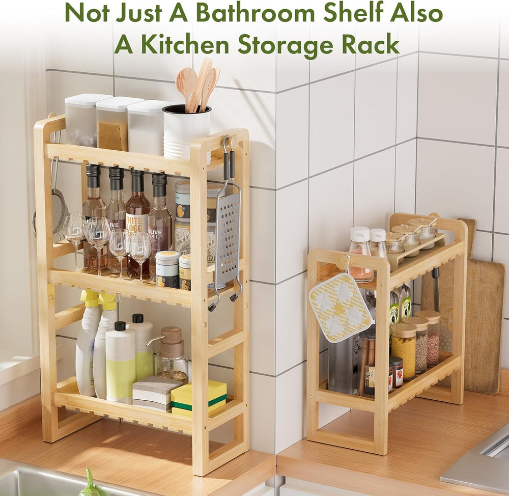 AmazerBath Bamboo Over The Toilet Storage Shelf - 3-Tier Bathroom Organizers ...