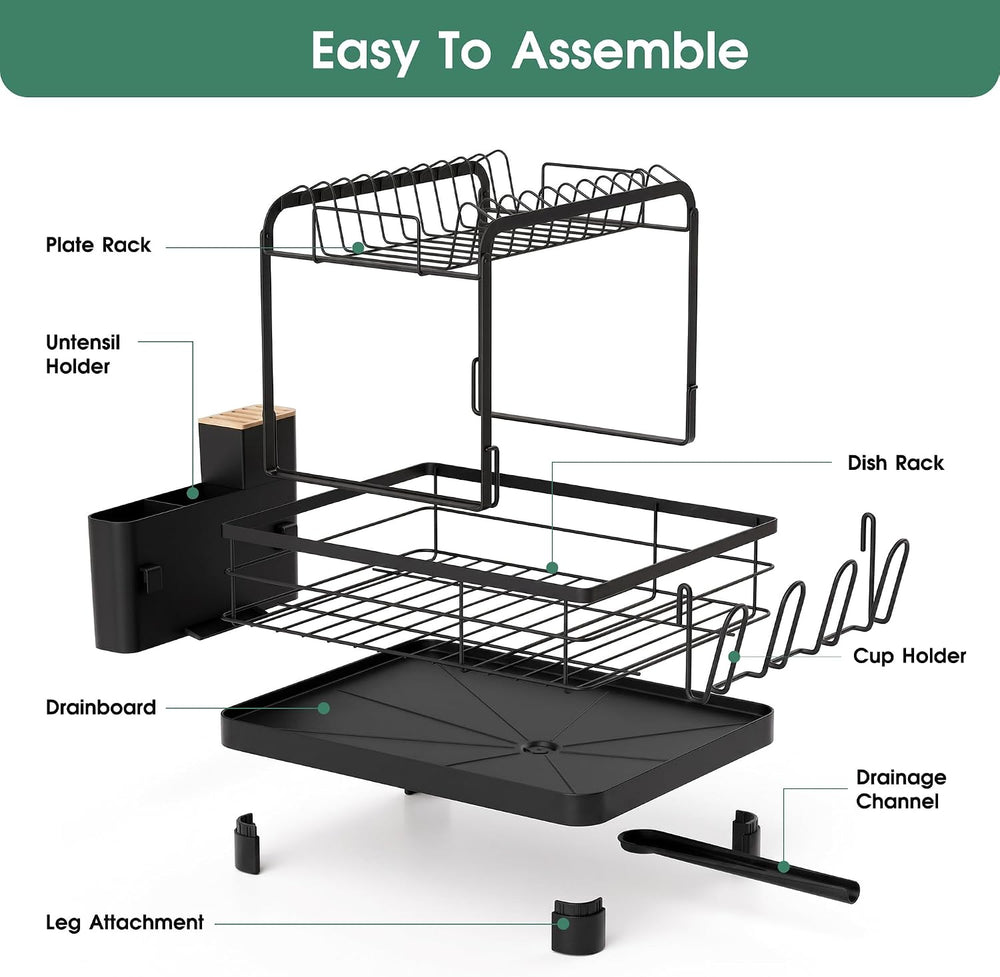 Runnatal 2-Tier Dish Drying Rack, Large Dish Drainers for Kitchen Counter
