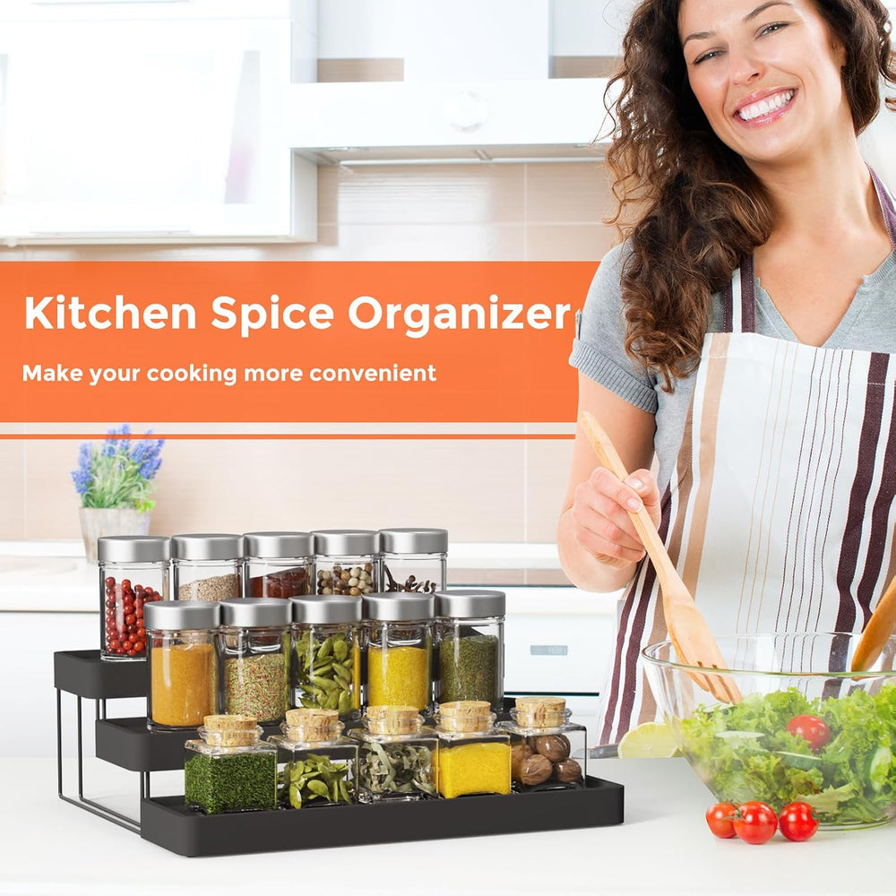 2 Pack Expandable Spice Rack Organizer for Cabinet - 3 Tier Adjustable Cabine...