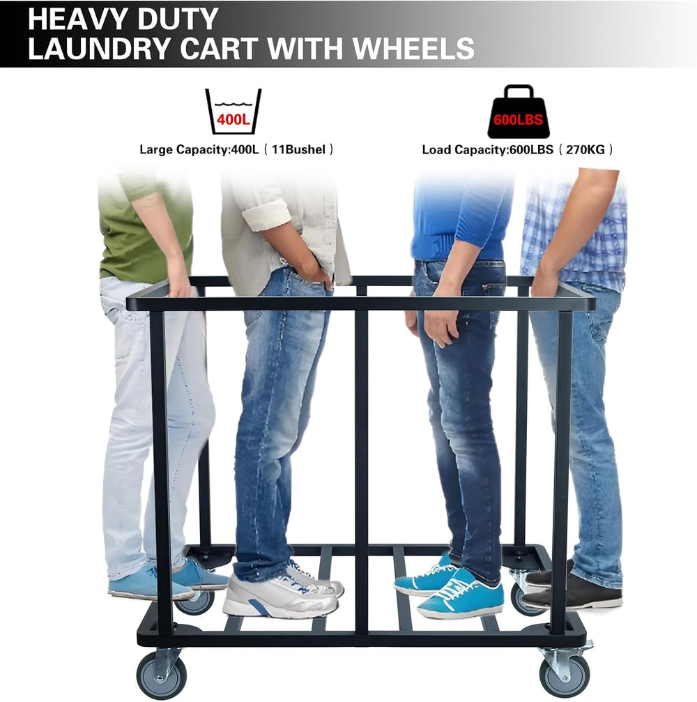 Commercial Laundry Cart with Wheels,400L Black
