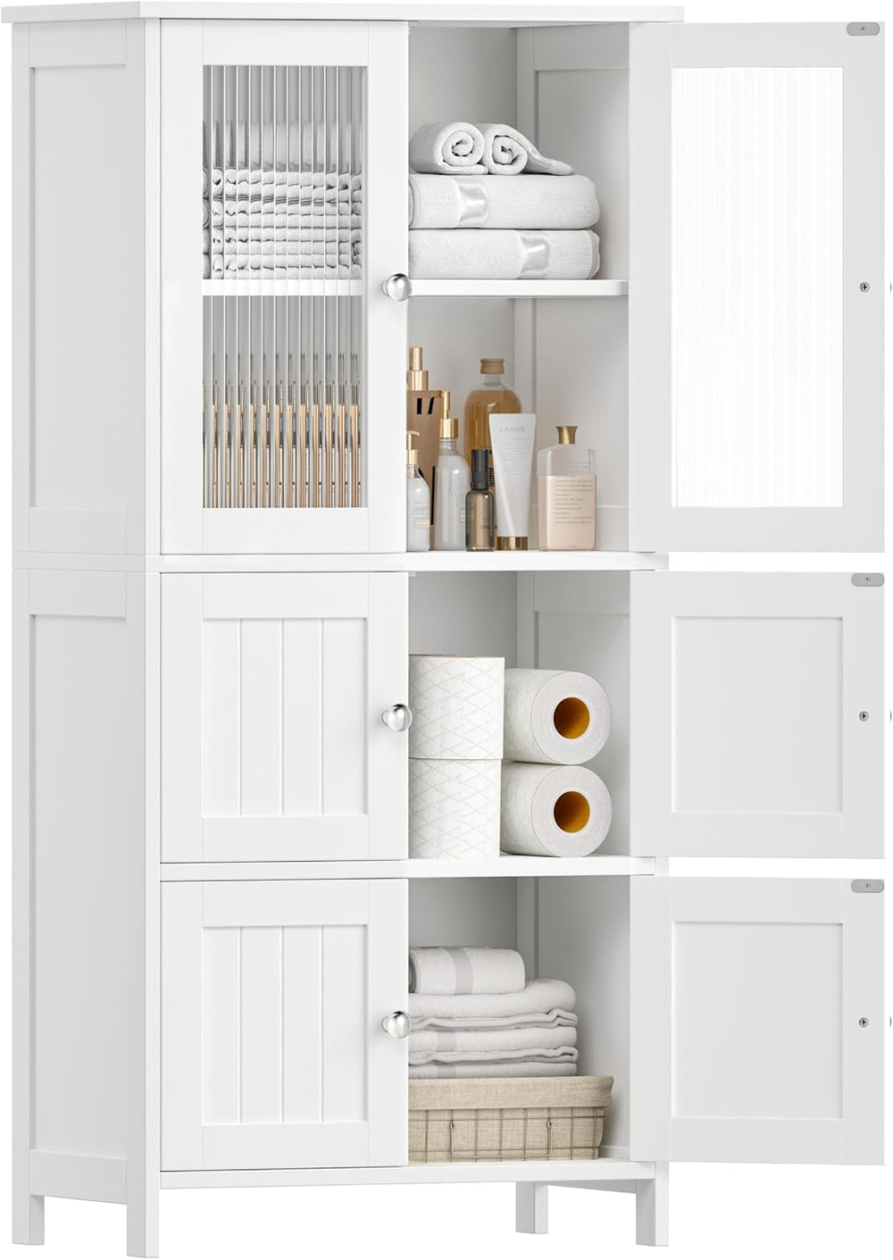 43.3'' H Bathroom Storage Cabinet with 6 Doors Adjustable Shelf