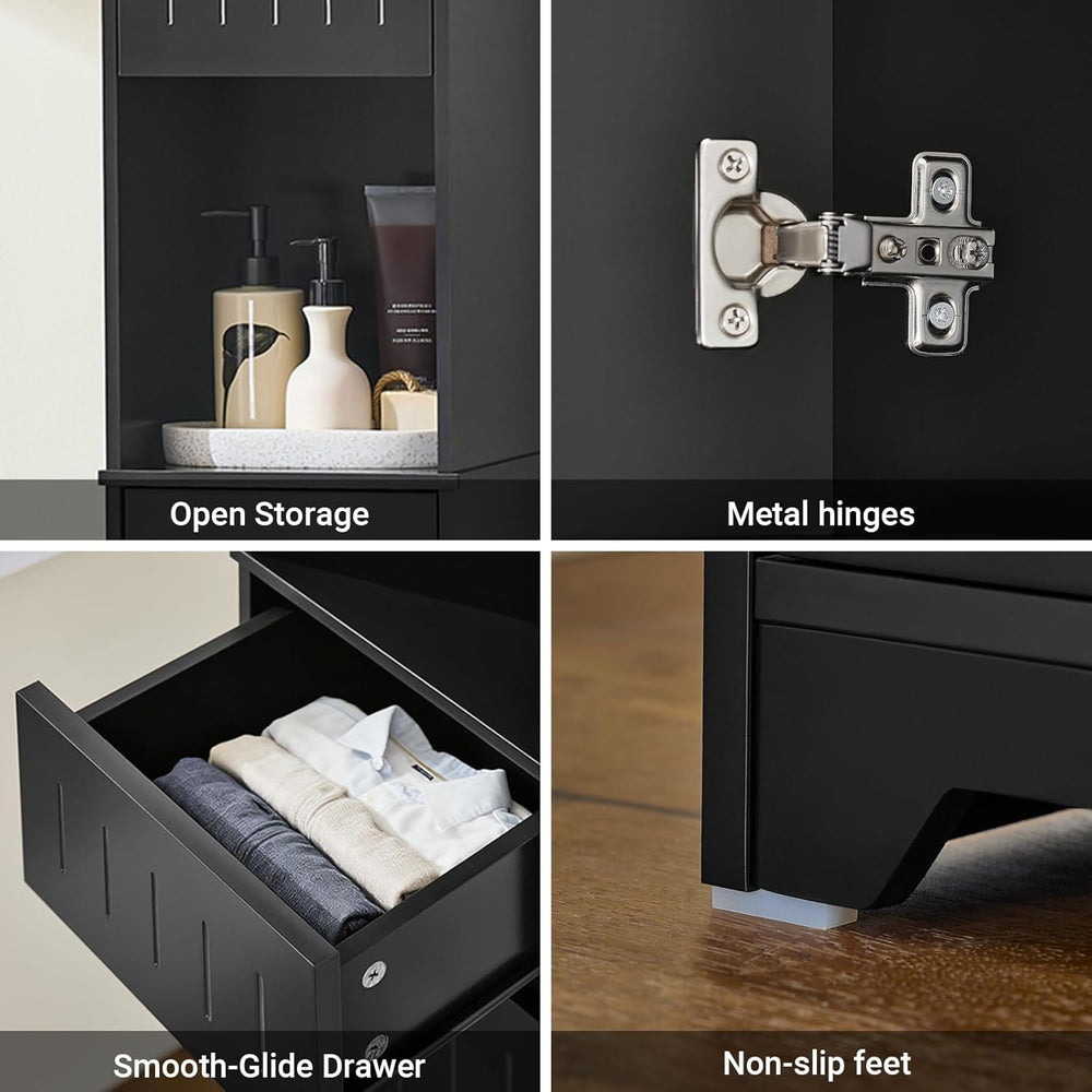 SoBuy Bathroom Storage Cabinet Adjustable Shelves, Tall Narrow, Black