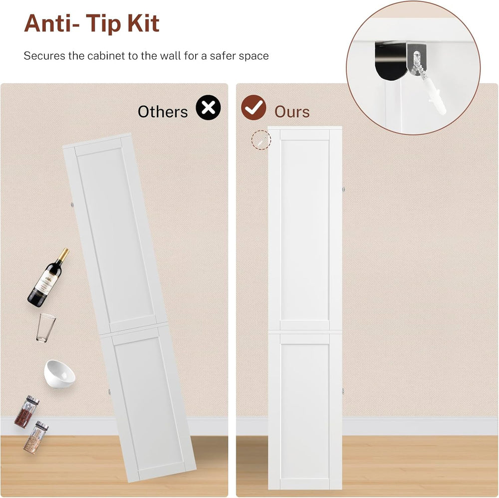 Kitchen Pantry Cabinet with 4 Door Shelves, Tall Storage Cabinet
