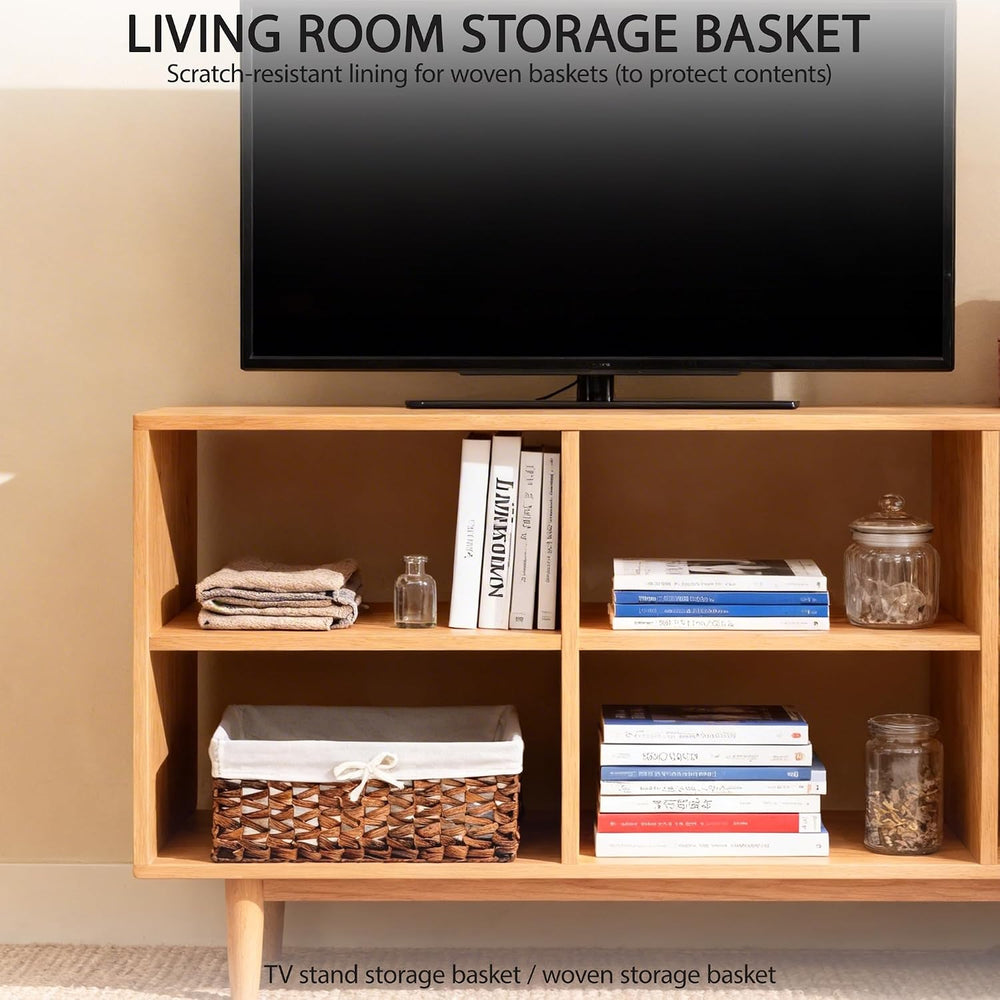Rectangular Woven Seagrass Storage Bin with Handle,Kingwillow. (water hyacint...