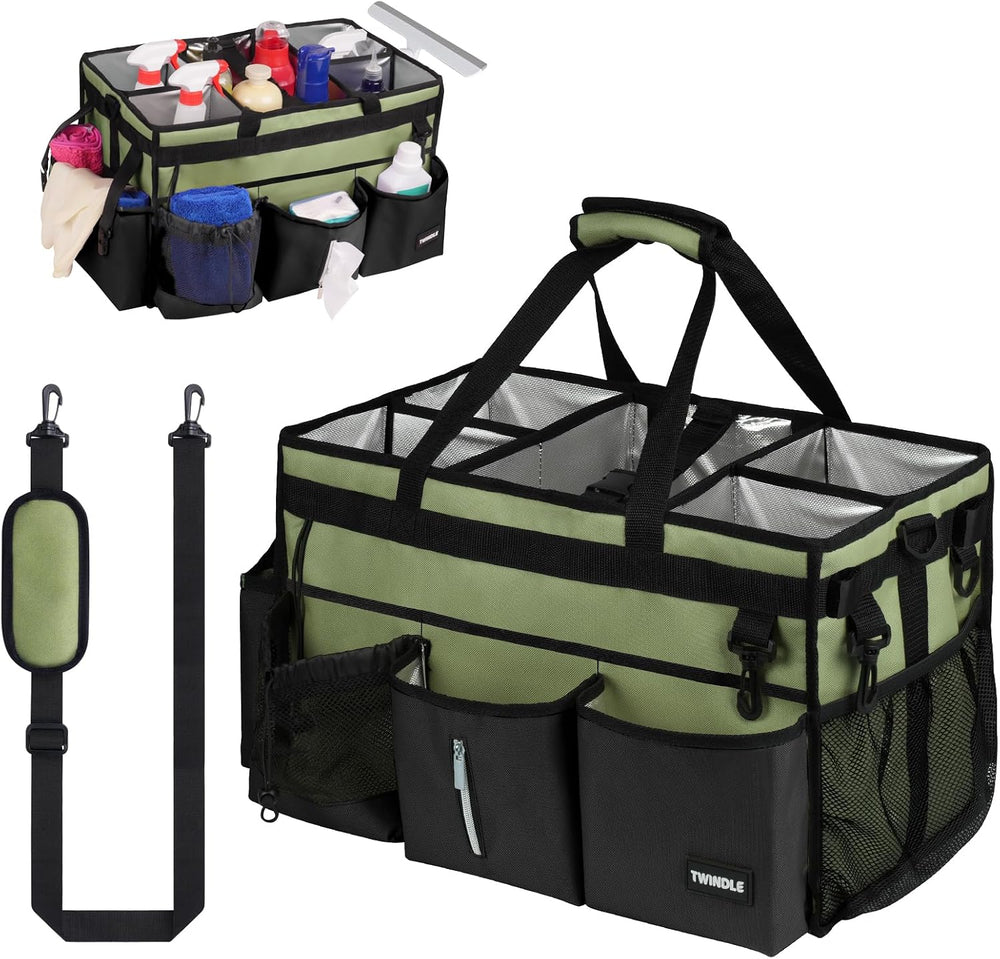 Extra Large Cleaning Caddy Bag with Built-In Support Board, Cleaning Tote Org...