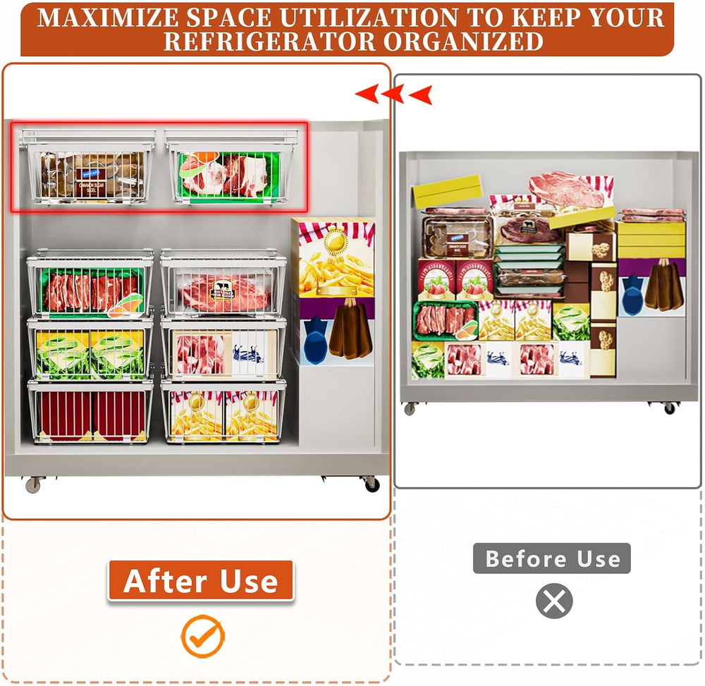 Hanging Freezer Organizer Bins for 5 to 20 Cu.Ft,Leak-Proof Bottom,2Pack