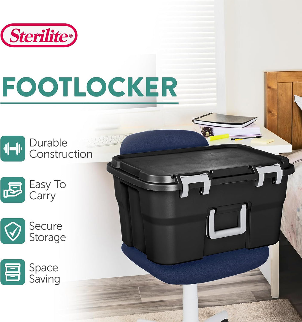 Sterilite 8 Pack Footlocker, 14 Gallon Plastic Storage Container with Latchin...