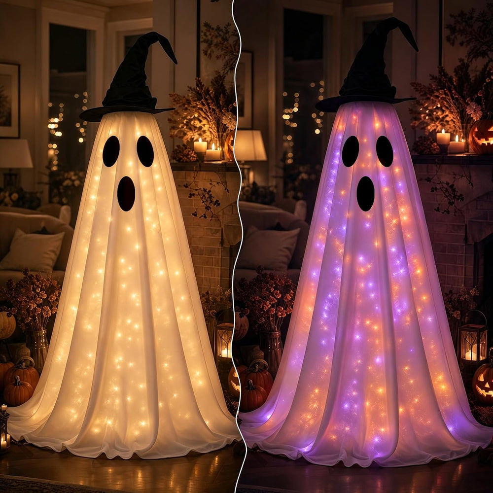 Halloween Ghost Tree Decorations Ghost Tree Cover with Witch Hat