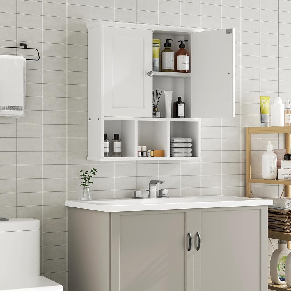 Shintenchi Bathroom Medicine Cabinet, Wall Mounted, Adjustable Shelf, White