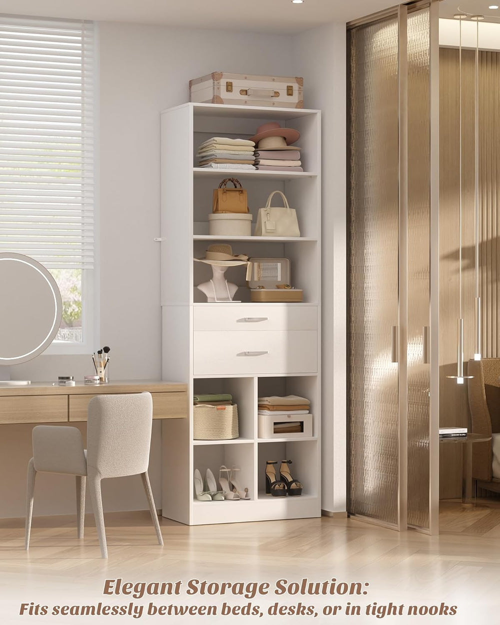 Besiost 22" Closet System with Drawers, Small Closet Organizer for Walk ...