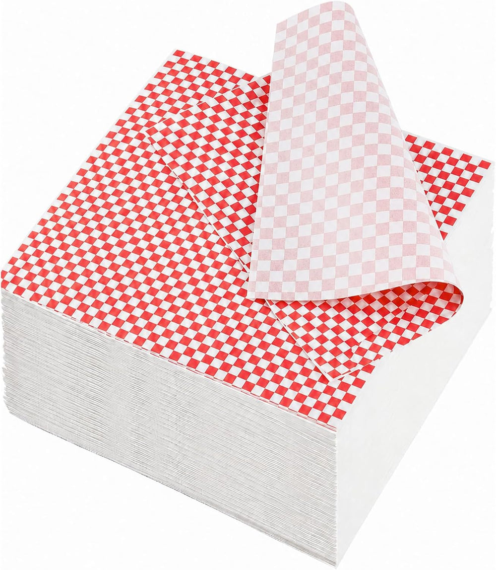 600 Pcs Red Checkered Deli Paper 15x15 Inch, Large Grease Proof Hamburger Wra...