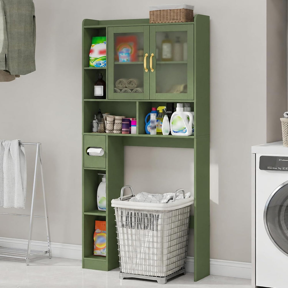 Vabches Over The Toilet Storage Cabinet with Acrylic doors, Green