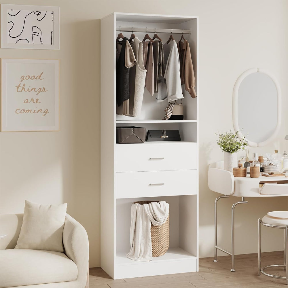 VOWNER 78.7'' H Closet Organizer System with Drawers, Small Closet Wa...