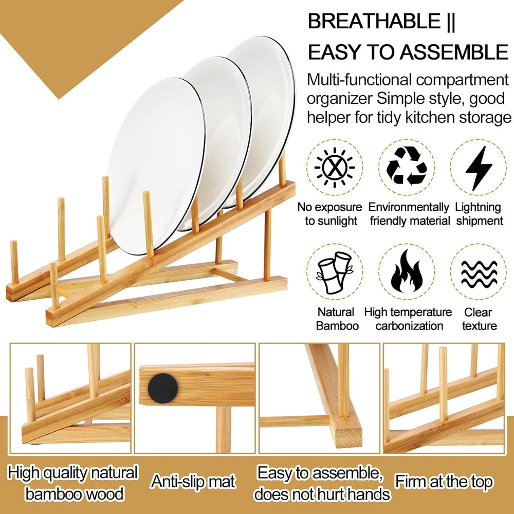 Suclain 6 Pcs Wooden Bamboo Dish Drying Rack Kitchen Cabinet Organizer for Ca...