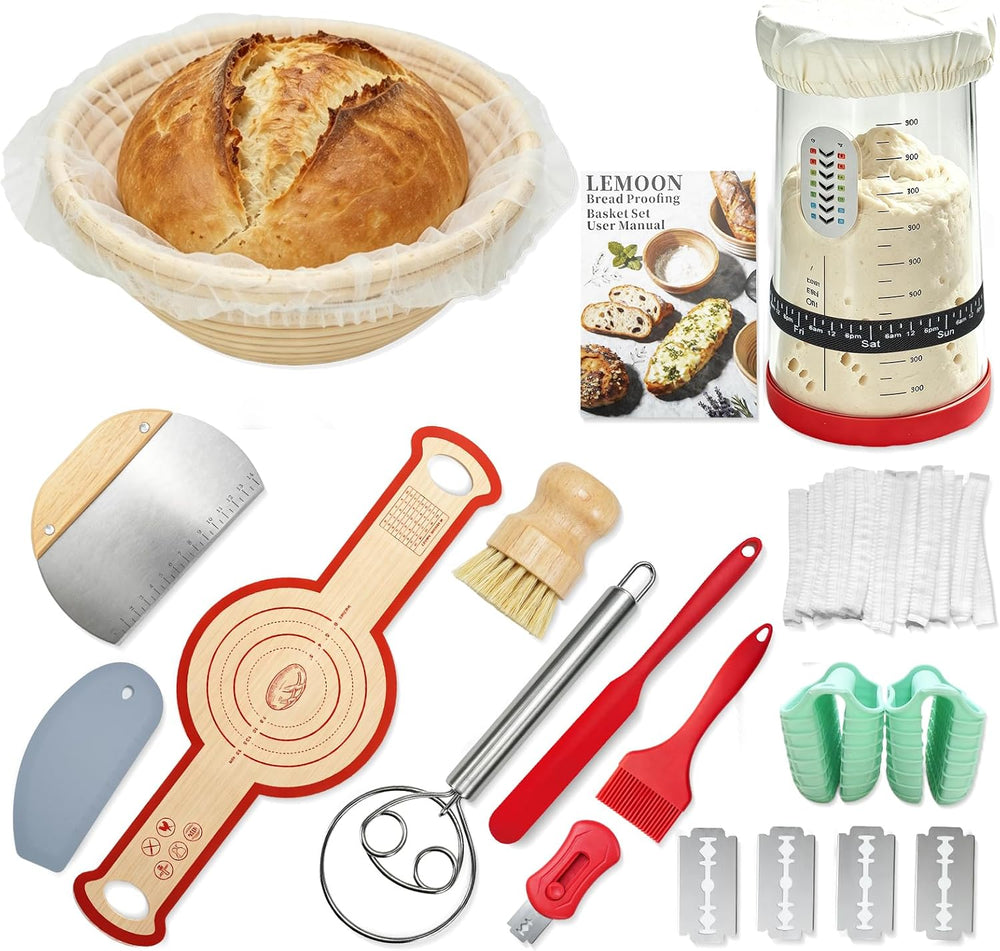 Sourdough Starter Kit, for Beginners, 40 oz Jar, Banneton