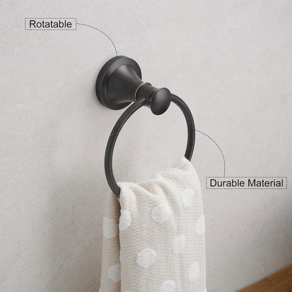 Hoimpro Toilet Paper Holder Towel Ring Set, Wall Mount Oil Rubbed Bronze