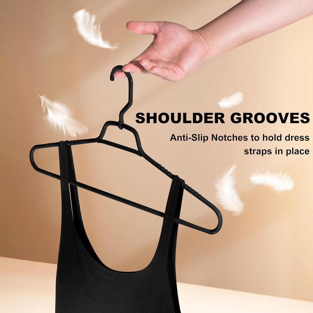 Quality Hangers Heavy Duty Black Plastic Hangers 40-Pack with Swivel Hook | 7...