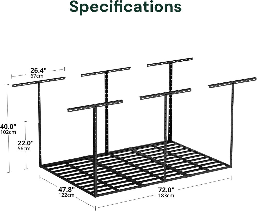 SunsGrove 4x6 Overhead Garage Storage Rack Organization, Adjustable Ceiling M...