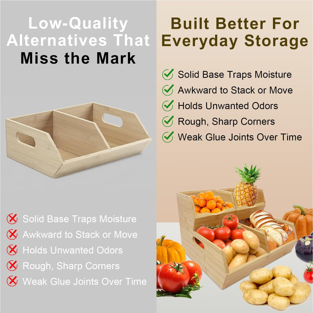 Fruit and Vegetable Storage Bin for Pantry & Kitchen Counter, Stackable B...