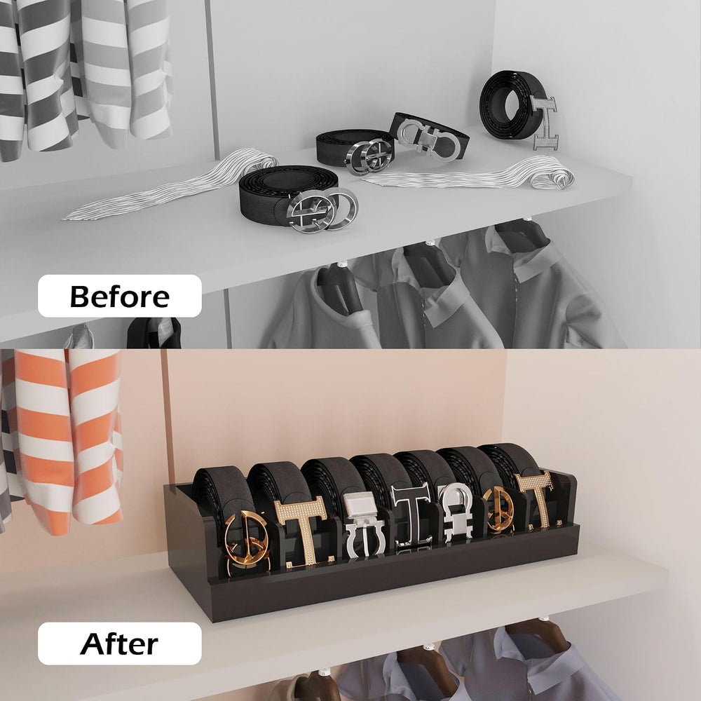 Belt Organizer for Drawer - Bamboo Belt Storage Organizer | Belt Rack for Clo...