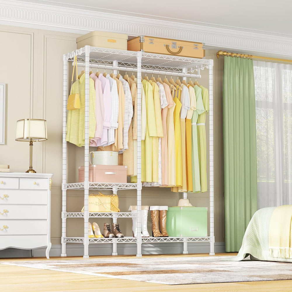 Ulif F4 Heavy Duty Clothes Rack (With Hanger Rod) Freestanding Clothing Racks...
