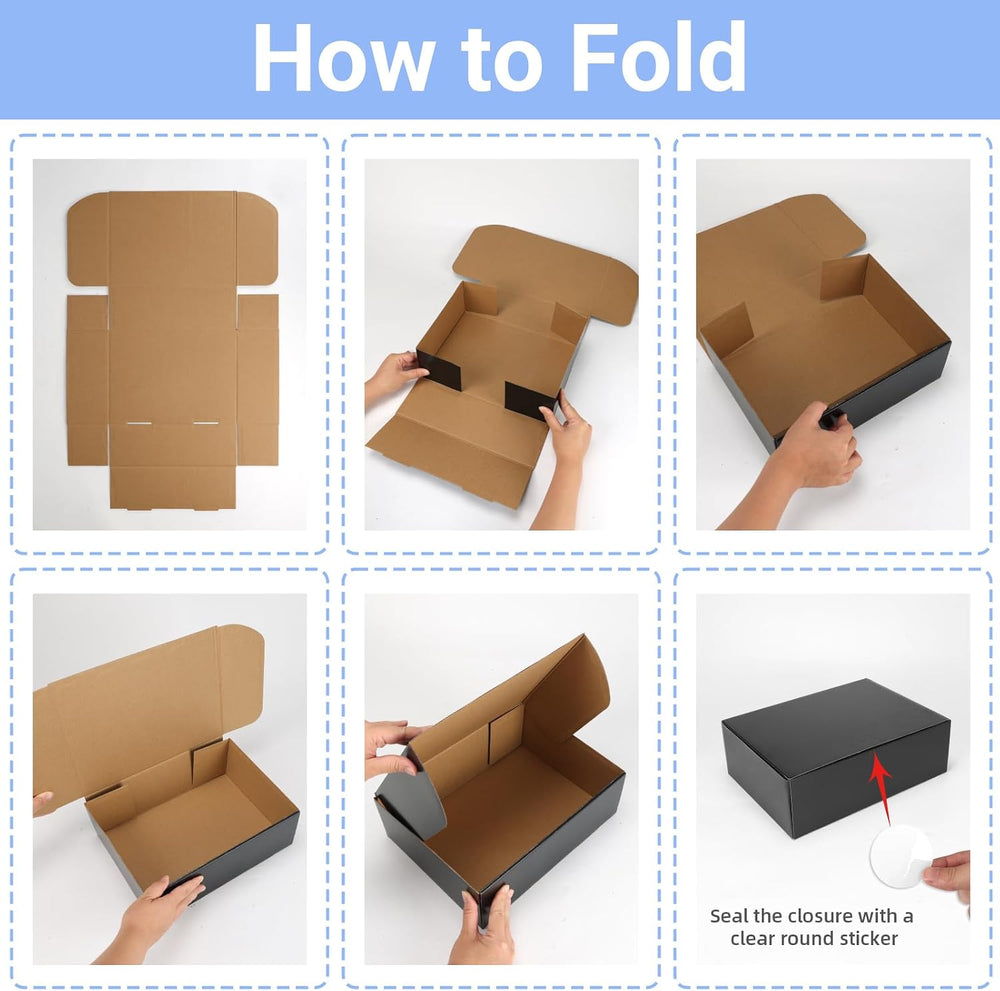 Black 12x9x4 Shipping Boxes Set of 25, Corrugated Cardboard Mailer Boxes with...