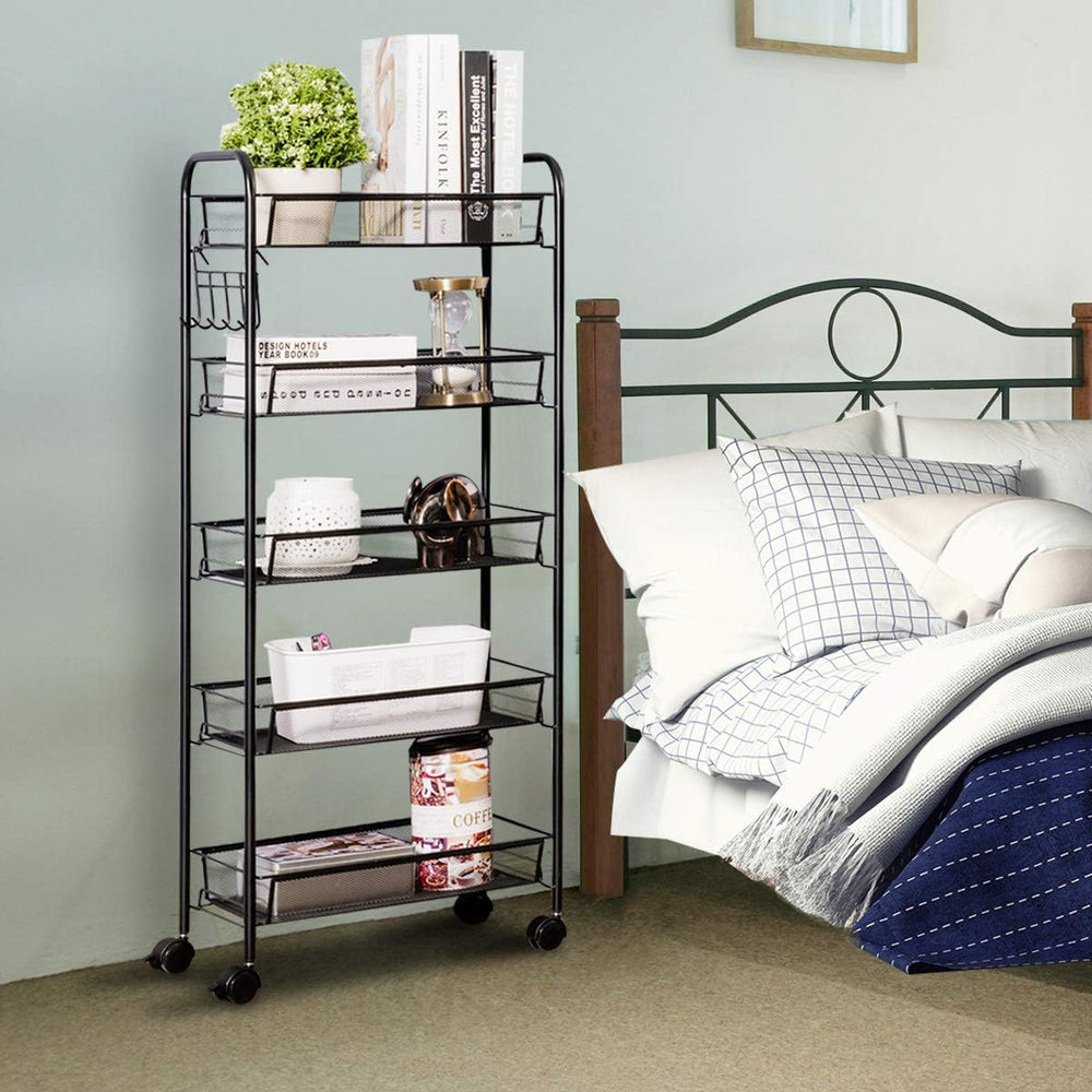 GIANTEX Storage Rack Trolley Cart Home Kitchen Organizer Utility Baskets with...