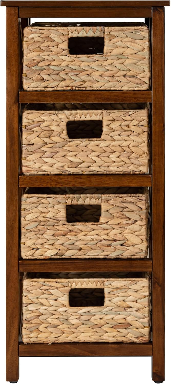 4 Tier X-Side End Storage Cabinet, Walnut