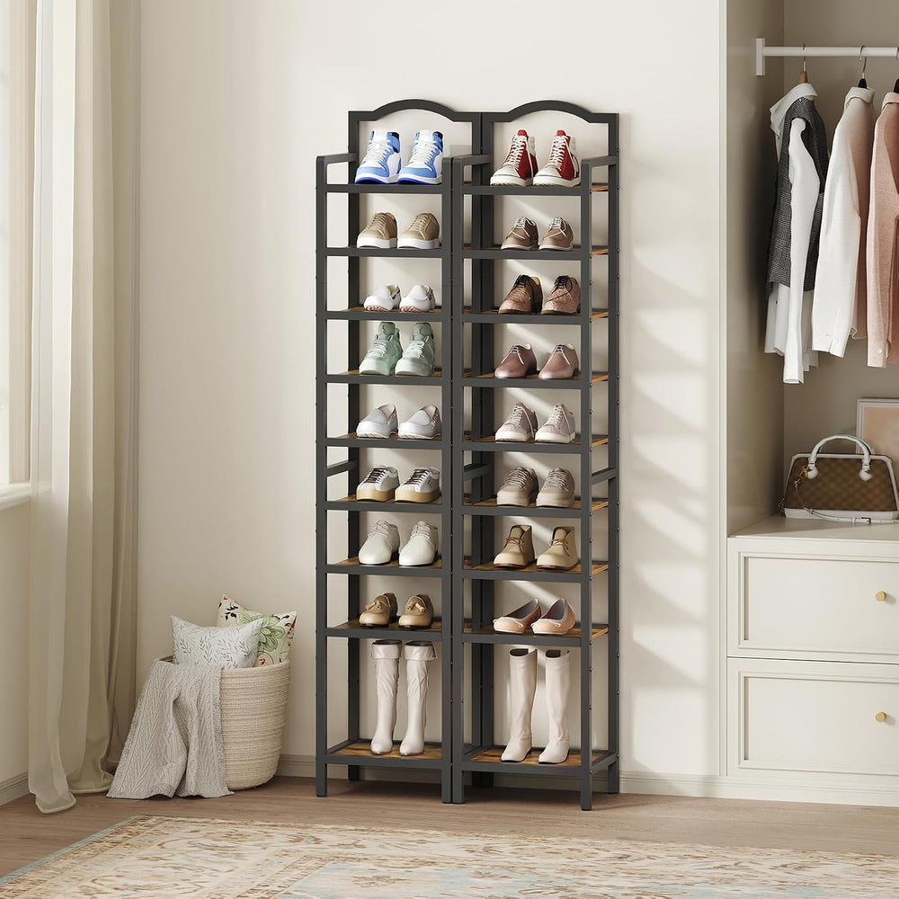 YATINEY 10-Tier Tall Shoe Rack, Vertical Shoe Organizer for Small Spaces, Woo...